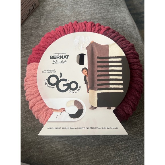Bernat Other - Bernat Blanket O'Go Yarn Pink Burgundy Tangle-Free Super Bulky Chenille 10.5oz